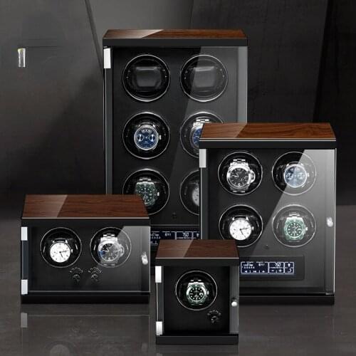 Automatic Watch Winder Box With LED Lights Motor Control Wooden watch Winder Mechanical watches display box