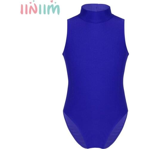 Iiniim Kids Girls Sleeveless Mock Neck Cutout Back Ballet Dance Gymnastics Leotard Jumpsuit Overalls for Childrens Dance Class