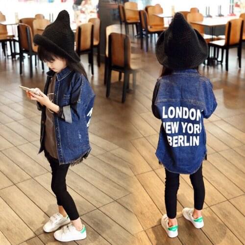 Baby Girls Boys Denim Letter Coats Vintage Jeans Jackets for Girl Clothes Toddler Denim Jackets Children Outerwear Jean Sweaters