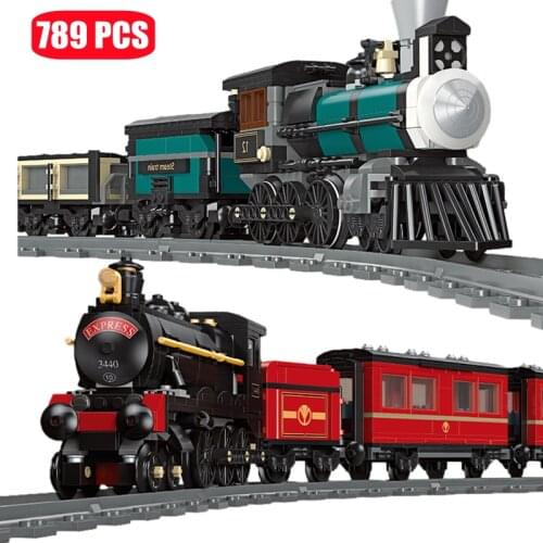 Creator Expert City Classic Steam Train Station Rail Model Building Blocks Technical Bricks DIY Educational Toys Children Gifts