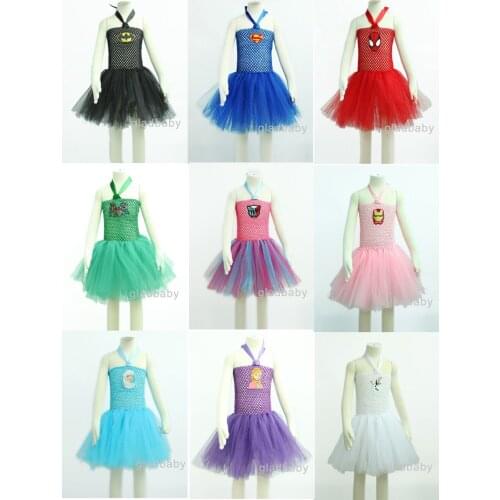 Superhero girl costume Purple/White/Pink/Black Tutu Dress With Headband Birthday Sets For Baby Girls costume