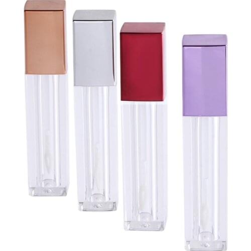 5.5ml Square Lip Gloss Tube With Wand Applicator Empty Refillable Plastic Lipstick Lip Balm Bottles Vials DIY Container