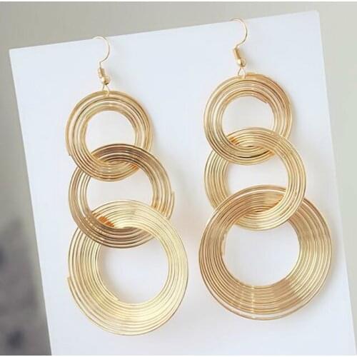 Exaggerated Retro Geometric Multi-layered Earrings Metal Circle Earrings Womens Network Red Night Club Earrings