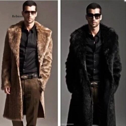 Men Fur Coat Winter Faux Fur Jacket Outwear Men Punk Parka Jackets Winter Warm Long Cardigans Overcoats Streetwear Men Fashion