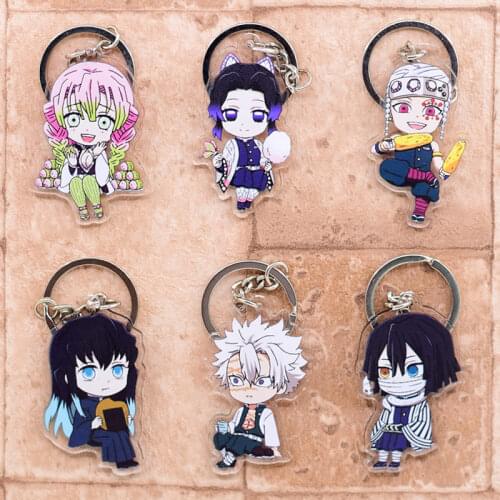 2020 New Demon Slayer Keychain 8 styles Kimetsu no Yaiba Key Ring Double Sided Acrylic Key Chain Anime Accessories Hot Sale