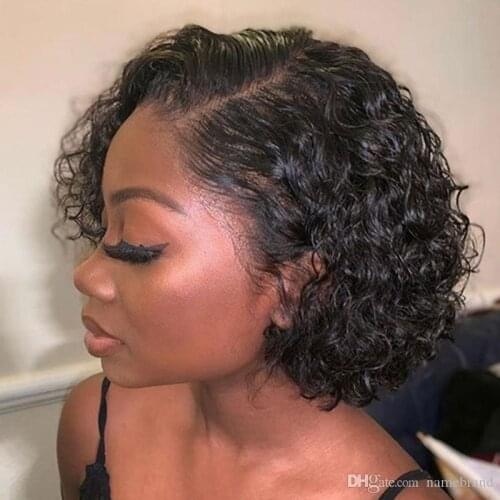 250% Pixie Cut Short Curly Wig 13x6x1 Side Part Lace Human Hair Wigs Brazilian Remy 8"Inch Human Hair PrePlucked With Baby Hair