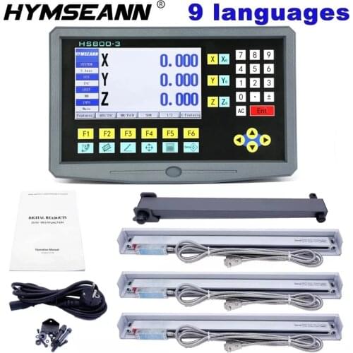 Complete Set 3 Axis LCD Digital Readout DRO with 3 Pieces 0-1000mm Glass Linear Scale Encoder Sensor For Milling Lathe YH800-3