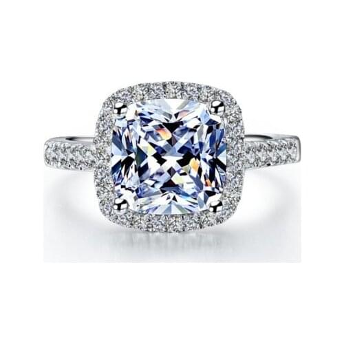 Drop Shipping D/VVS1 3 Carat Cushion Cut ENGAGEMENT Anniversary RING sterling silver jewelry Weeding Ring for women