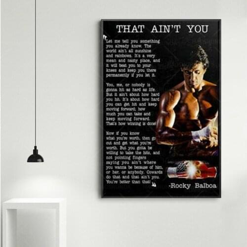 Rocky Balboa That Ain't You Horizontal Paper Inspirati Poster and print wall art room home decor canvas painting Frame