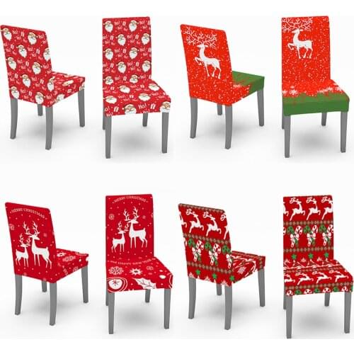 Christmas Chair Covers Elastic Stretch Universal Size Dining Chair Cover Case for Kitchen Xmas Decoration