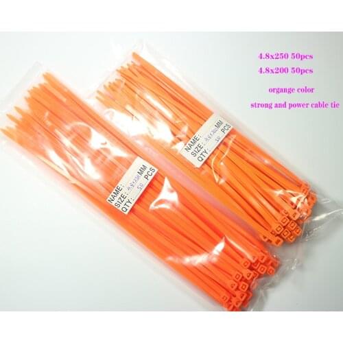 Self-Locking Plastic Nylon Wire Cable Zip Ties 100pcs orange Cable Ties Fasten Loop Cable Various specifications