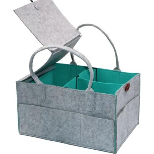 Foldable Felt Baby Diaper Caddy Organiser Removable Lid Storage Bag Kid Toys Portable Bag Box for Car Travel Changing Table Or