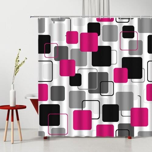 Modern Geometric Shower Curtain 3D Colorful Mysterious Square Space Pattern Home Bathroom Decor Bath Hanging Curtains Washable