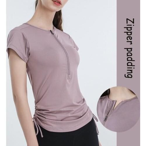 Zipper Drawstring Sports Bra T-shirt Fitness Bra Solid Sujetador Deportivo Quick-drying Running Sports Bras For Fitness Yoga