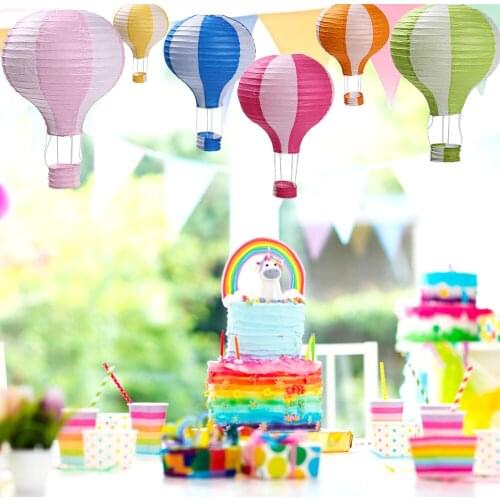 Hot Air Balloon Paper Lanterns for Wedding Engagement Decoration Stripe Kindergarten school hanging decorations on the ceiling