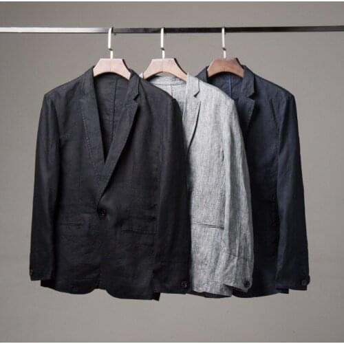 21N High Quality Linen Cotton Men Casual Suit Spring Autumn Thin Coat Clothes Single Breasted Blazer Plus Size M L XL 2XL 3XL