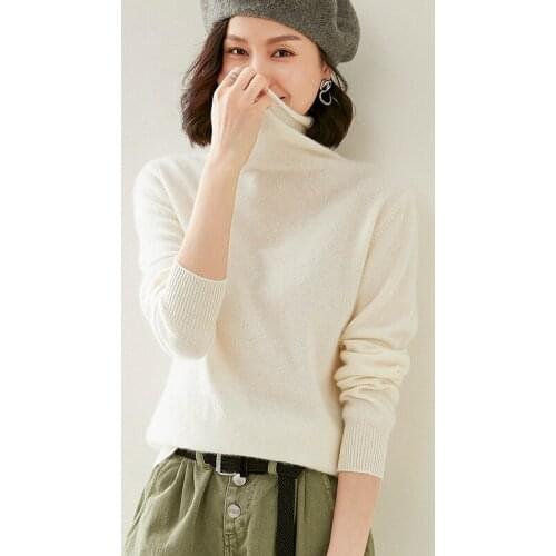 Adishree 2021 woman winter 100% Cashmere sweaters autumn knitted Pullovers High Quality Warm Female thickening Turtleneck