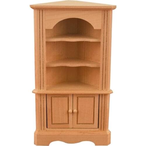 1/12 Scale Dolls House Handcraft Classic Unpainted Wooden Cabinet Cupboard Furniture Set for Bedroom Kitchen Accessory
