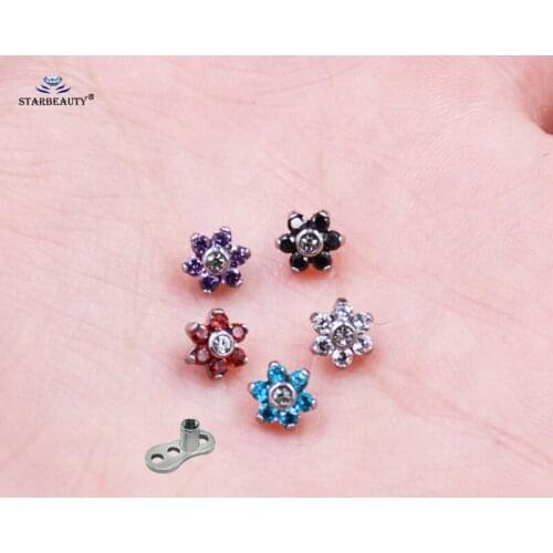 1 set (Top+Base) Micro Dermal Piercing Tops Inner 16G Flower Skin Diver Base Sexy Hide-it Skin Piercing Pircing Bijoux Jewelry