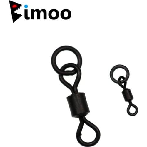 Bimoo 10 pcs Anti Glare Matt Black Finish Carp Fishing Swivel Rolling Snap With Ring Snap Connector Carp Fishing Accessories