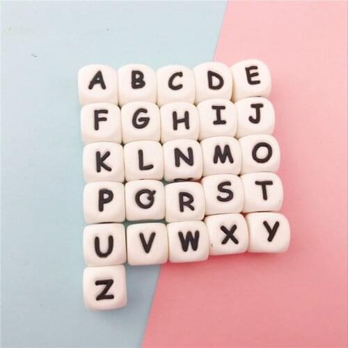 Silicone Alphabet Letter 10pcs 12mm Can Chew For Teething Necklace BPA Free FDA Silicone Letter Beads Baby Teether