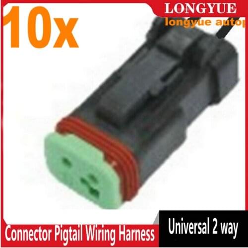 10pcs Universal 2 way Sealed for Deutsch Connector Pigtail Wiring Harness