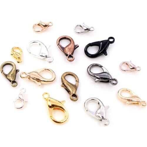 10x5mm/12*6mm 50pcs/lot 9 Colors Plated Fashion Jewelry Findings,Alloy Lobster Clasp Hooks for Necklace&Bracelet Chain DIY