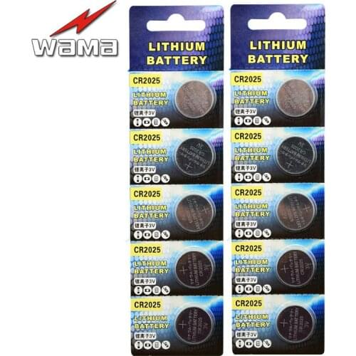 10x Wama 3V CR2025 Button Cell Batteries BR2025 2025 DL2025 ECR2025 Car Key 3D Glasses LED Light Toys Clock Lithium Coin Battery