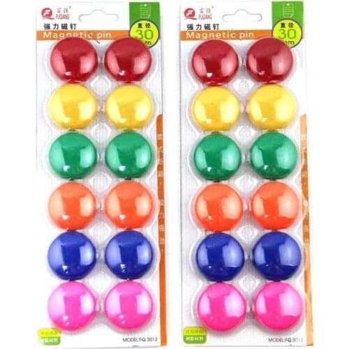12 PCS Color Notice Cord Board Strong Magnetic Thumb Tacks Kawaii Whiteboard Magnet Thumbtacks For White Bord Blackboard Fridge