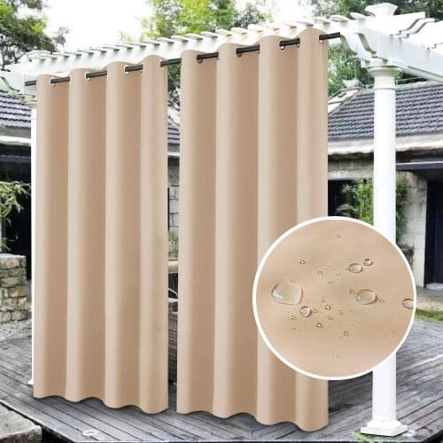 Indoor Outdoor Curtains Waterproof Thermal Insulated Curtains Panel Sliding Tab Top Outside Blackout Patio Curtains for Porch