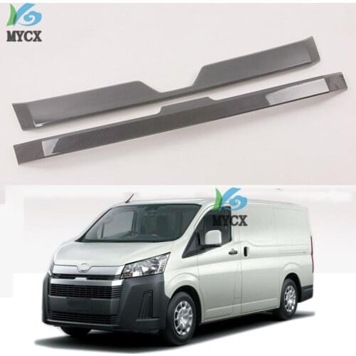 2pcs ABS Carbon Fiber Car Grille Trim Stripe Fits For Toyota Hiace 2019 Auto Decoration Accessory Chromium Styling Car-styling