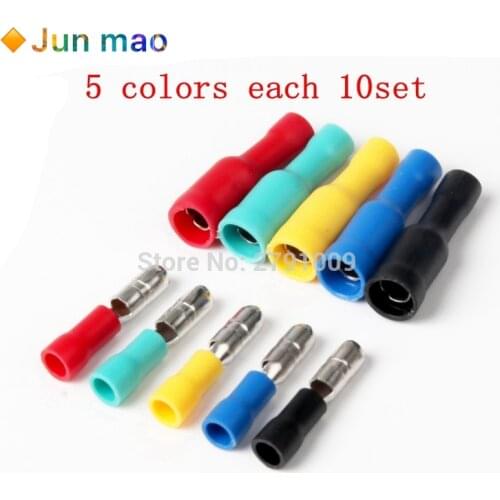 20/50Sets Female / Male Bullet Butt Connector Wire Crimp Terminals Insulated Bullet Terminals 5 Colors MPD1.25-156 FRD1-156
