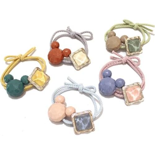 5Pcs Kawaii Mickey Elastic Hair Bands For Girls Knotted Charm Ponytail Holder Of Women Hair Accessories