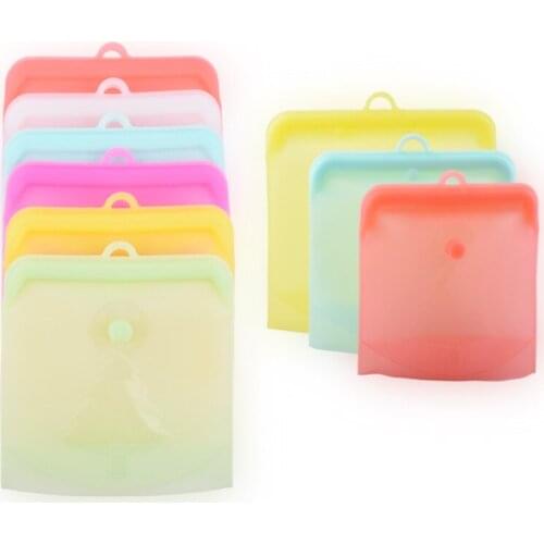 50pcs/lot 3 Size Silicone Food Bag Zero Waste Fresh Sealed Bags Reusable Snack Bag Vegetable Fruits Bag Food Storage Container