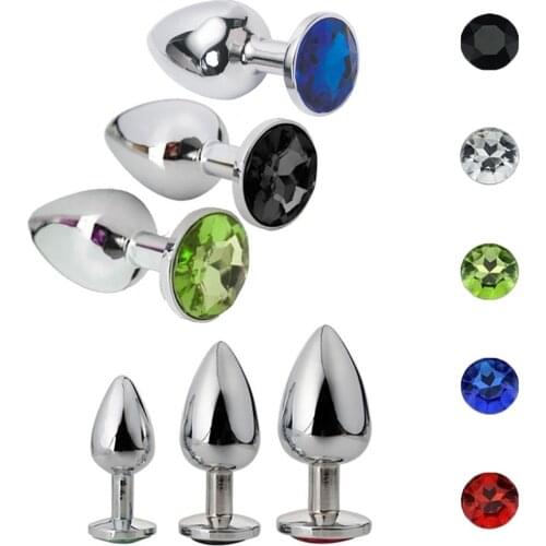 Faux Gemstone Stainless Steel Butt Anal Plug Massager Men Masturbation Sex Toys for woman Fine workmanship faux gemstone decor