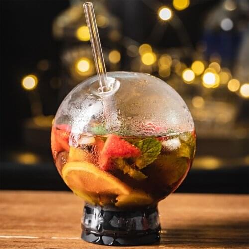 Cocktail Glass Creative Sphere Shaped Reusable Drinking Straw Cup Wine Juice Glasses Coffee Tumbler For Bar Home Party