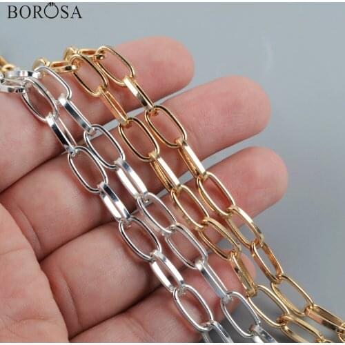 Geometric Gold/Silver Color Clasp Link Chains Copper Chains for Necklace Making Stylish Metal Chains for Bracelet Jewelry PJ472