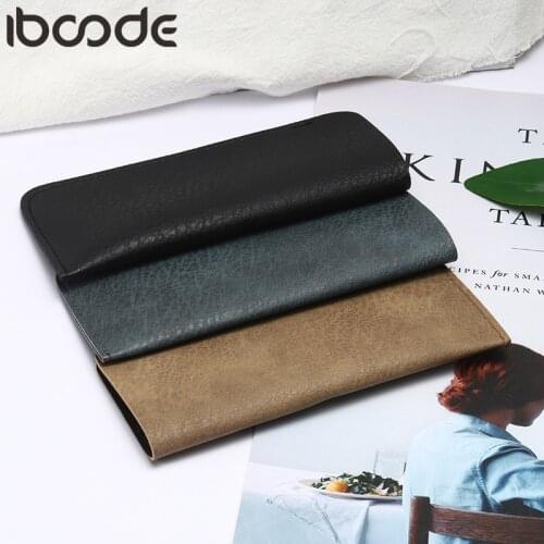 Iboode PU Leather Glasses Case Vintage Men Women Waterproof Soft Eyeglasses Holder Solid Spectacle Storage Box 3 Colors