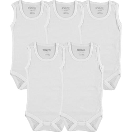 Baby Basic Ribana Bike Collar 5li Undershirt Body-White 100 Cotton nickel free cıtcıtlı Saglıga harmless