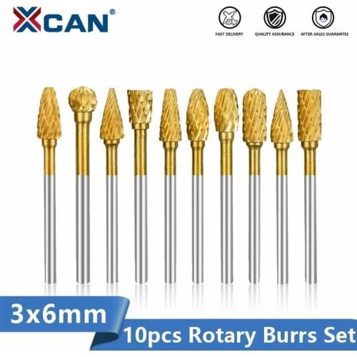 XCAN Tungsten Carbide Milling Cutter 1/8" Shank Rotary Tool Burr Double Diamond Cut for Rotary Dremel Tools Electric Grinding