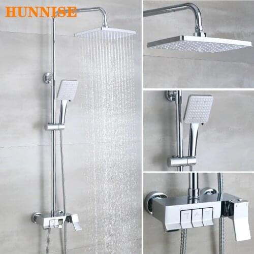 Chrome Piano Bathroom Shower System Quality Brass Waterfall Bathroom Mixer Faucets Wall Mounted Hot Cold Bathroom Shower Set