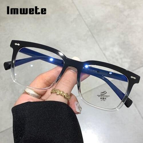 Imwete 2021 Womens Glasses Frame Men Anti-Blue Light Computer Eyewear Vintage Optical Eyeglasses Retro Prescription Spectacles