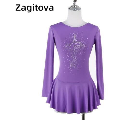 Custom Violet Figure Skating Dress For Girl And Women Ice Skating Clothes With The Ice Girl Shiny Rhinestones