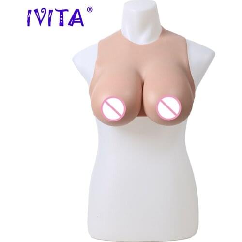 IVITA 100% Silicone Breast Forms 2 Colors Choices E Cup Fake Boobs False Breasts for Crossdresser Transgender Drag Queen Shemale