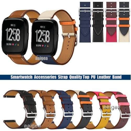 20mm 22mm Leather Watch Band Strap for Fitbit Versa Lite 2 Replacement Wrist band