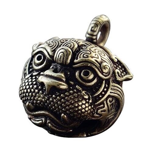 Brass Big-eyed Brave Bell Head-driven Antiques And Old Accessories Home Decoration Desktop Decoration Souvenirs Crafts Gifts