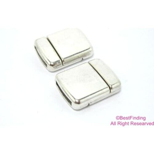 Magnetic clasp 12x2mm Silver tone 12mm Flat leather clasp FC58