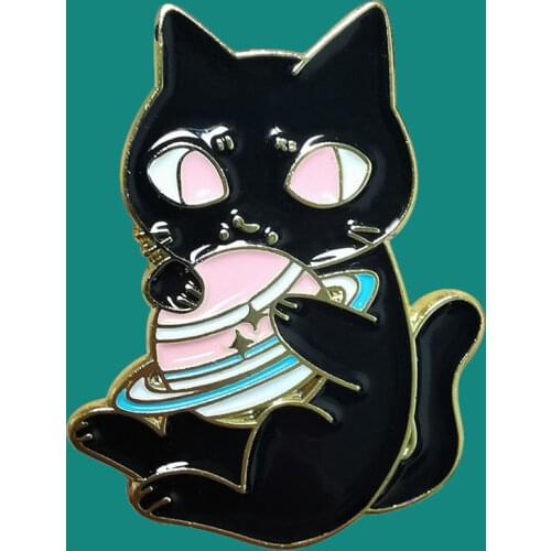 Cute Cat Lapel Enamel Brooch pins Collecting Universe Metal Badges Children Fashion Jewelry Gifts Adorn Backpack Hat Collar