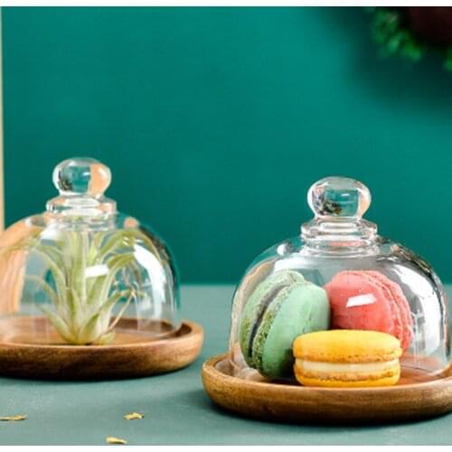 Mini Dessert Disc Japanese Showcase Cake Tray Hotel Solid Wood with Glass