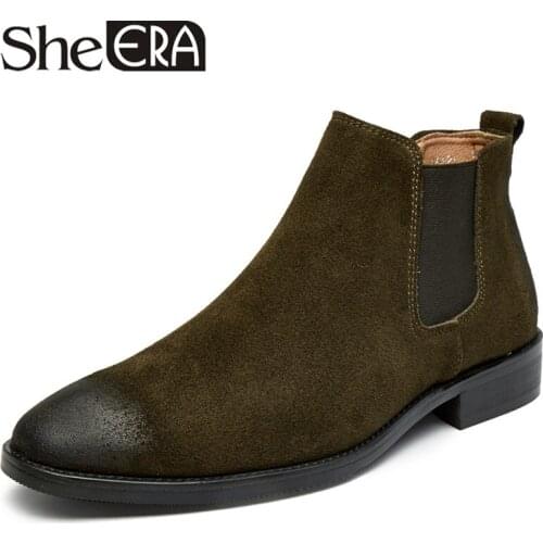 She ERA NEW Style Men Boots Cow Suede Leather Men Shoes Autumn High Quality Casual Men Ankle Boots Comfortable Chelsea Boots